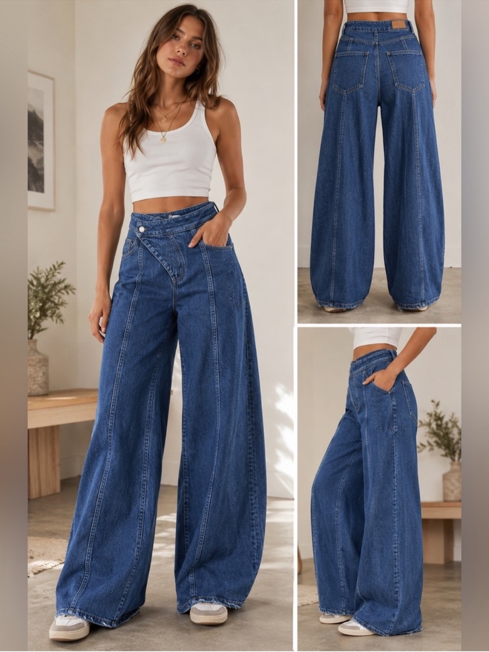 Hollister Social Tourist Ultra High Rise Baggy Denim Wide Leg Jeans- Size 29